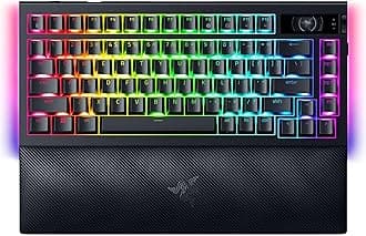 Razer BlackWidow V4 Pro 75% US Layout, Wireless Hot-swappable Gaming Keyboard, True 4K Hz Wireless,Bluetooth 5.1, OLED Display, Razer Command Dial - Black