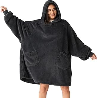 Blanket Hoodie, Wearable Blanket Hoodie as Mothers Day Birthday Gifts for Women Men Mom Dad, Warm Cozy Soft Sweatshirt Hooded Blankets With Sleeves for Adult Women Men, Charcoal