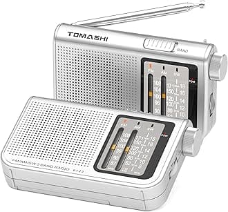 Portable AM FM Shortwave Radio – 3-Band Transistor Radio with Telescopic Antenna, Large Tuning Knob, Battery Powered, 3.5mm Headphone Jack
