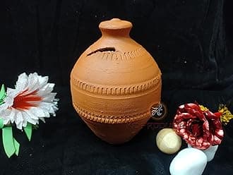 Mitti Ki Gullak | Money Piggy Bank Coin Box/Handmade Terracotta Mitti Gullak for Kids [Pack of 1 Brown ]