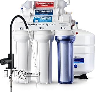 RCC7AK-BLK, NSF/ANSI 58 Certified, Alkaline 6-Stage Reverse Osmosis System with Stylish Black RO Faucet, pH+ Remineralization RO Water Filter System Under Sink