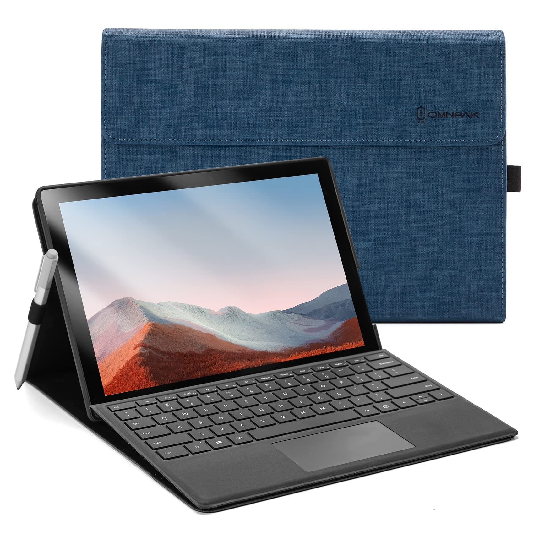 Case for Microsoft Surface Pro 7 Plus /7/6 /5/4 with Stylus Holder, Multiple Angle Polyester Slim Lightweight Cover, Compatible with Type Cover Keyboard (Not Include Keyboard)