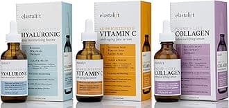 ElastaliftAnti Aging Facial Skin Care Set W/Firming Collagen Serum, Illuminating Vitamin C Serum, & Hydrating Hyaluronic Acid Booster For Face, Wrinkles, Fine Lines, & Uneven Skin Tone, 3-PC Bundle