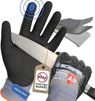 ProGuard-X ANSI A9 Highest Level Cut/Abrasion Resistant Gloves for Heavy Duty Work, 3/4 Double Nitrile Coating for Detect Metal, Water and Oil Proof, Anti Slip, Touch Screen, PFAS Free, PM3202 (L)
