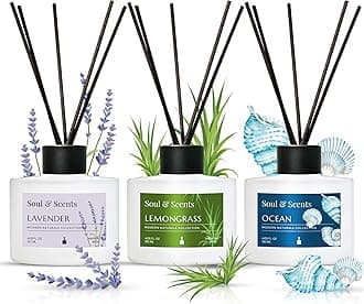- Lavender, Lemongrass and Ocean Reed Diffuser Set - 120ml with Free 6 Fiber Reed Sticks Each | Toxin Free & Stress Relief | Room Freshener for Home, Bedroom & Office | Combo Pack of 3