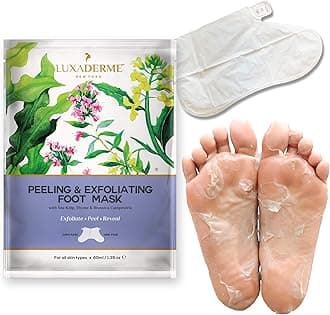LuxaDerme Peeling & Exfoliating Foot Mask | Made in Korea Foot Peeling Mask with Glycolic, Salicylic & Lactic Acids | Dead Skin & Callus Remover for Baby-Soft Skin | Vegan Korean Skincare for Men & Women