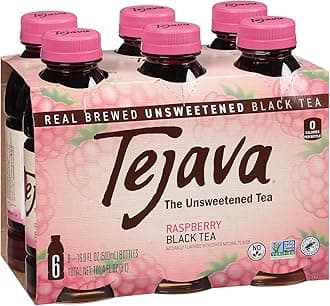 Raspberry Black Tea, 6 Pack 16.9 oz PET, Unsweetened, Ready-to-Drink Premium Iced Tea