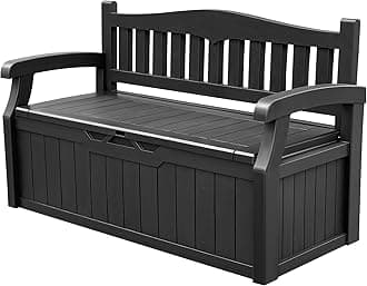 80 Gallon Storage Bench Deck Box Lockable for Patio Furniture, Garden Decor and Outdoor Seating for Cushions, Garden Tools and Pool Supplies. (Black)