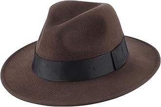 Mens Wool Fedora Hat with Band Classic Wide Brim Fedora Hat for Men Women Panama Dress Hat