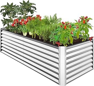 Best Choice Products 8x4x2ft Outdoor Metal Raised Garden Bed, Deep Root Planter Box for Vegetables, Flowers, Herbs, and Succulents w/ 478 Gallon Capacity - Silver