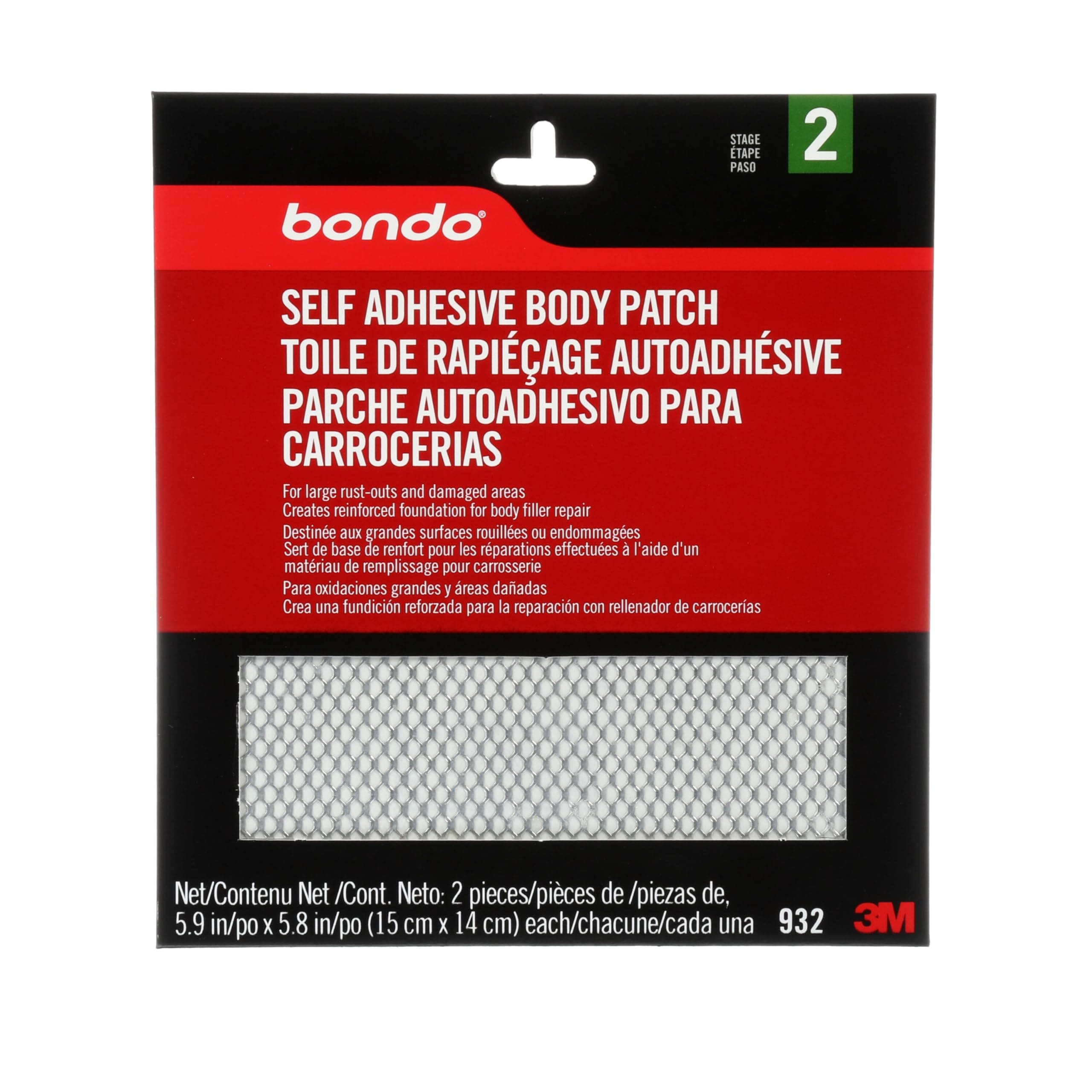 3M Bondo Self-Adhesive Body Patch, For Large Rust-Outs and Damaged Areas, 2 Patches, 5.9 in x 5.8 in, 2 Patches