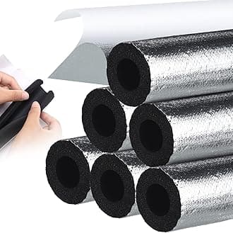 Kingdder 6 Pcs Pipe Insulation Foam Tube Self Adhesive Insulation Wrap for Copper Pipe Pre Slit Clamp Highly Insulated Foam for Outdoor Winter Irrigation, Sprinkler(1.3 Ft x 0.6 Inch)