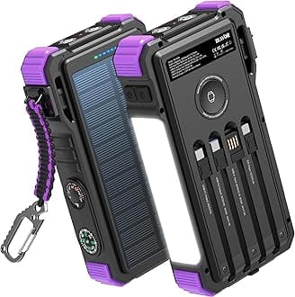 BLAVOR Solar Power Bank 20000mAh Built-in Cables, Wireless Charger for Apple Watch, 20W Fast Charging Battery Pack with USB C, Flashlight, Solar Charger for iPhone, iPad, iWatch, Samsung