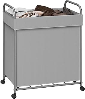 CASAMAYACASAMAYA Laundry Basket with Wheels, Rolling Laundry Hamper, Laundry Sorter with Removable Liner, Steel Frame with Handle, 80L,19.7 x 13 x 25.2 Inches, Grey, LHC100G01