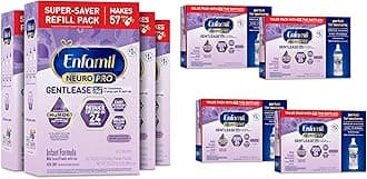 Enfamil NeuroPro Gentlease Baby Formula, Brain Building DHA, Reduce Fussiness, Crying, Gas & Spit-up, Infant Formula Powder, 35.2 Oz (Pack of 4) + Ready-to-Feed Formula, Liquid, 2 Fl Oz (24 Count)