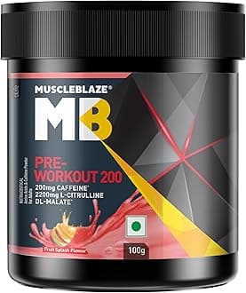 MuscleBlazePre Workout 200, 200mg Caffeine, 2200mg Citrulline (Fruit Splash, 100g, 20 servings)