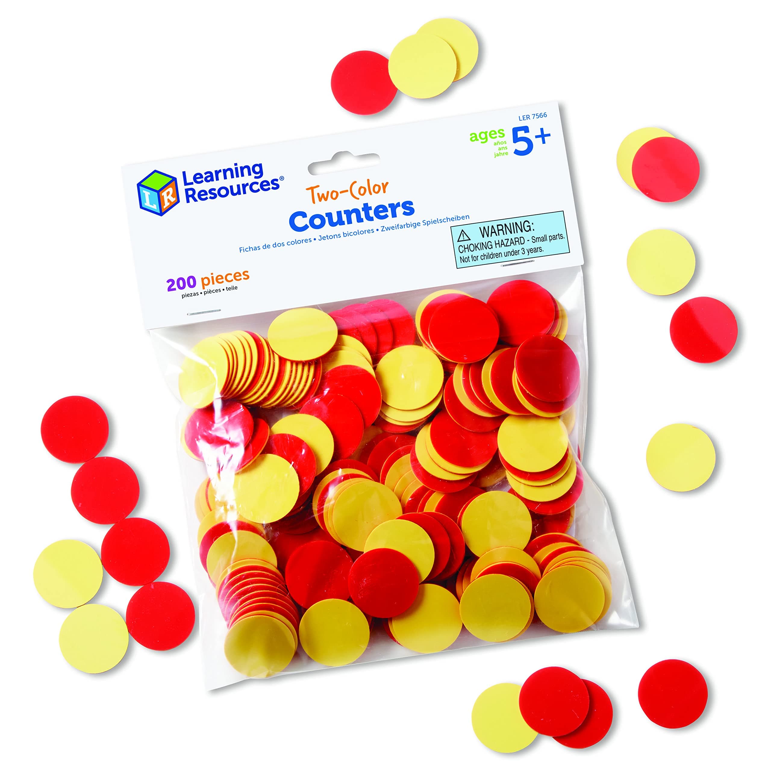 Two-Color Counters, Red/Yellow, Educational Counting, Sorting, and Patterning, Family Counters, Set of 200, Grades K+, Ages 5+