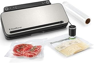 Multi-Use Food Preservation System | Food Vacuum Sealer Machine | with Handheld Sealer, 1 Roll, 4 Vacuum Sealer Bags & 4 Zipper Bags | Silver with Black Accents [VS3190]
