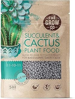 The Grow Co Succulents & Cactus Plant Food - Gentle Long Lasting Formula, Slow Release Fertilizer (Liquid Alternative) for All Potted Succulent, Cacti & Aloe Vera Plants (5 oz)