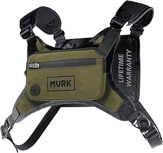 MVRK Water Resistant Chest Pack - Minimalist Running Pack For Workouts, Running Phone Holder With Extra Storage, Lightweight Running Vest, Running Backpack With Reflective Print (Olive)
