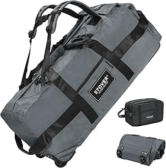 Rolling Duffel Bag with Wheels, Large Travel Duffle Bag, Collapsible with Backpack Shoulder Straps for Men Women, Grey, 80L