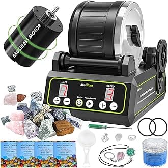 C1 Pro Brushless Rock Tumbler Kit - Professional Large 2.5LB Capacity, Up to 3X More Durable, Ultra Long Working Life Rotary Polisher with Full Accessories & Memory Function, Ideal for Adults