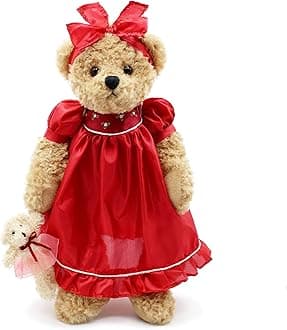 oitscute Teddy Bears Baby Cute Soft Plush Stuffed Animal Toy for Girl Women 16" (Red Lace)