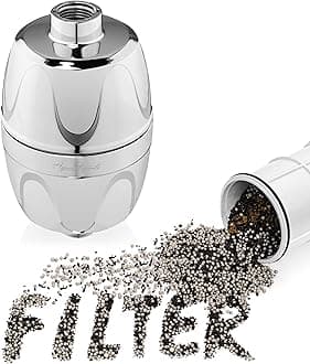 Aqua Elegante Shower Water Filter For Showerhead - Universal Shower Head Filters To Remove Chlorine & Hard Minerals - Bath Purifier And Filtered Softener System Best With Activated Charcoal - Chrome