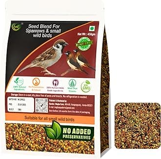 MAF Bird Food Sparrow Bird Feed 450 Gram, More Than 7 Grains and Millets Refill Pack for All Small Wild Birds, House Sparrows, Finches, Munias
