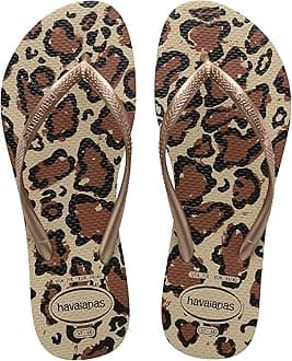 Havaianas Slim Animals (Mini Me), Girls' Toe Separator, Sand Grey Rose Gold, 4 Big Kid