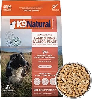 K9 Natural Lamb & King Salmon Freeze Dried Dog Food, High-Meat Natural Complete Meal or Meal Toppers for Dogs, Grass-Fed Lamb & King Salmon from New Zealand, Grain-Free, GMO-Free, 4lb