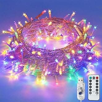 Fairy Lights for Bedroom,8 Modes USB Plug in Powered Lights Waterproof Outdoor/Indoor Christmas Lights with Remote Timer for Bedroom, Party, Wedding, Christmas (Multi-Coloured)