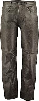 GallantoMen's Stonewash Distressed Vintage Leather Pants Trousers (44)