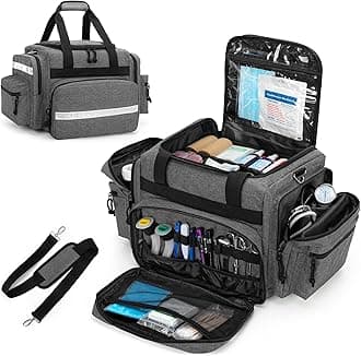 Emergency Medical Trauma Bag - Large Professional First Responder Bag with Multiple Pockets for Medical Supplies, Gray
