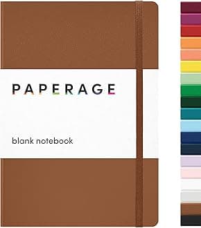 PAPERAGE Blank Journal Notebook, (Cognac), 160 Pages, Medium 5.6 inches x 8 inches - 100 GSM Thick Paper, Hardcover