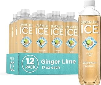 Sparkling Ice, Ginger Lime Sparkling Water, Zero Sugar Flavored Water, with Vitamins and Antioxidants, Low Calorie Beverage, 17 fl oz Bottles (Pack of 12)