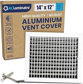 14" x 12" (Duct Opening) Register Vent Cover – Adjustable Single Deflection Aluminum HVAC Grille for Heater, Decorative Ceiling Wall Air Supply Multi-Shutter Damper – Durable & Rustproof ACLAMINAIRE