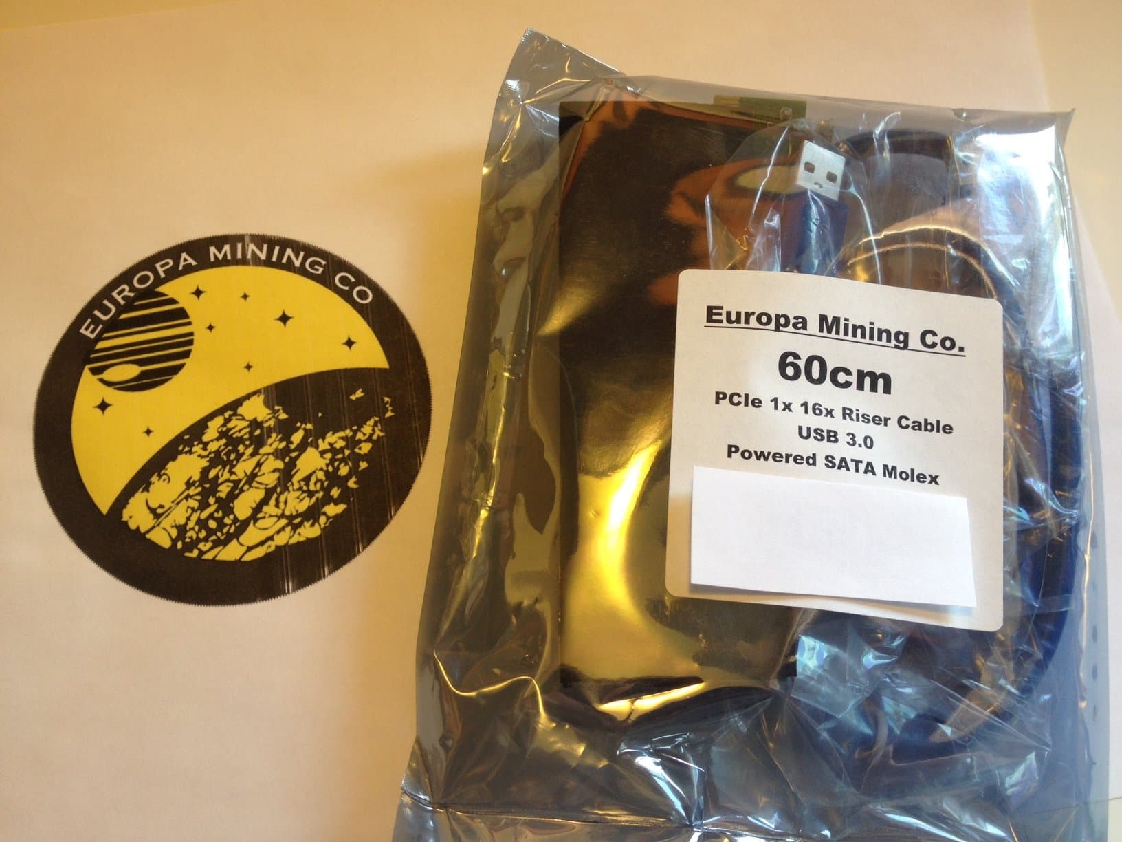 60cm PCIe 1x 16x Riser Cable USB 3.0 Powered SATA Molex