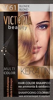 Victoria Beauty Keratin Therapy Hair Colour Shampoo – Temporary Hair Dye, Lasts 4 – 8 washes, Ammonia and Oxidant-Free, Pack of 6x40 ml (Blonde)