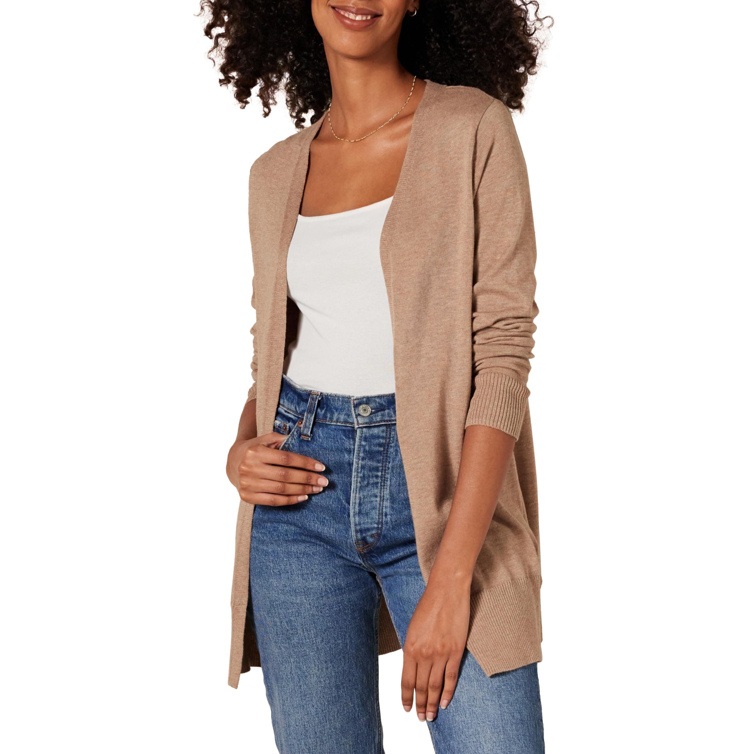 Women's Lightweight Long Sleeve Open-Front Cardigan Sweater (Available in Plus Size)
