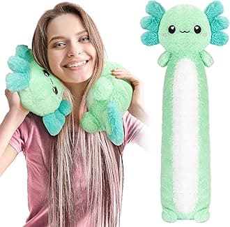 Axolotl Unscented 2Lbs Heating Pad for Neck Shoulders and Back Wrap Microwavable, Heatable 22.5" Cute Warm Stuffed Animals Neck Warmer - Axolotl Gifts for Women Girls and Kids