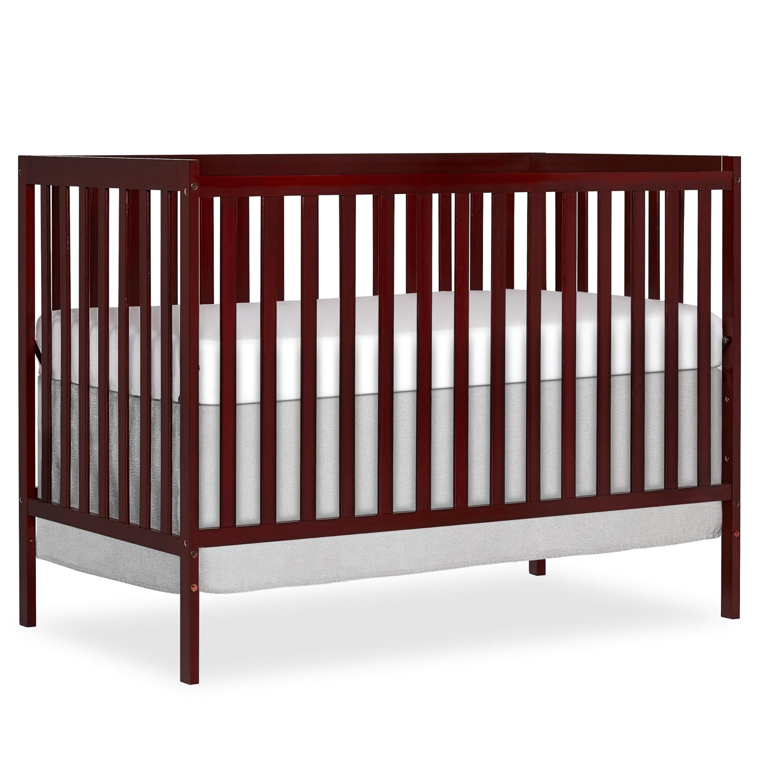 Dream On Me Synergy 5-in-1 Convertible Full-Size Baby Crib with Toddler, Day & Full Bed Conversion in Cherry, GreenGuard Gold & BSA, 3 Mattress Heights, Sustainable Pinewood