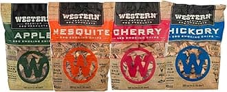 Western BBQ Smoking Wood Chips Variety Pack Bundle (4)- Apple, Mesquite, Hickory, and Cherry Flavors