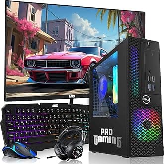 Dell OptiPlex Desktop PC – Intel Core i7, 32GB ARGB RAM, 1TB SSD, 24 Inch Monitor, GT 1030 Graphics, RGB Keyboard with AI Copilot Key, Mouse & RGB Headphones, Windows 11 Home (Renewed)