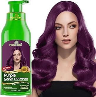 Hair Colour Shampoo for Grey Hair, Purple, 500 ml, Ammonia-Free 3-in-1 Hair Dye Shampoo, Colours Hair in Minutes, Long-Lasting Colour