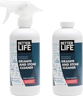 Granite Cleaner and Polish - Stone Countertop Cleaner for Marble, Quartz, Slate, Concrete Surfaces or Floors - Streak-Free Granite Stain Remover - 16oz (Pack of 2) Pomegranate/Grapefruit