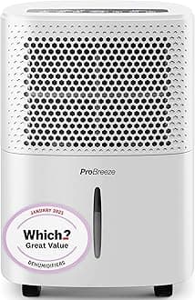 Pro Breeze® 12L/Day Dehumidifier with Automatic Humidity Sensor & Display, Sleep Mode, 24-hour Timer, Laundry Drying, Large Tank - WHICH? BEST BUY DEHUMIDIFIER AWARD