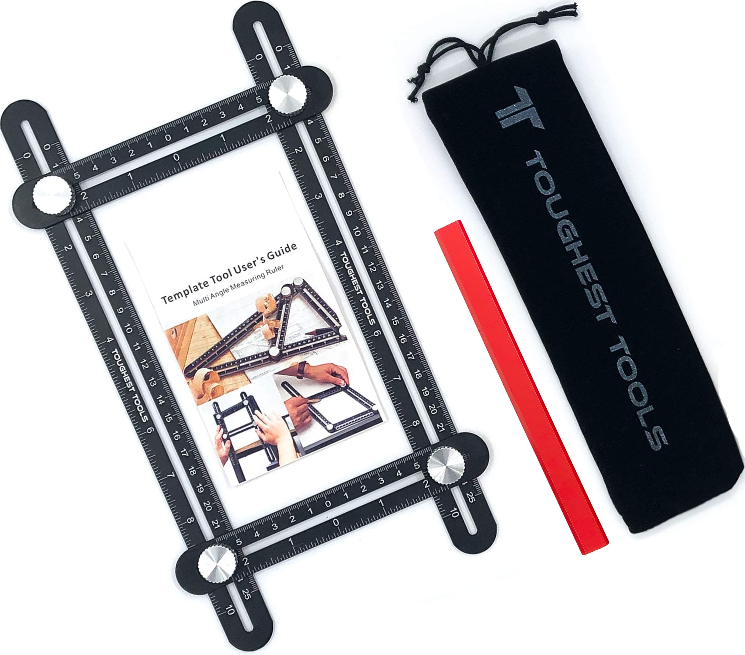 Toughest Tools Universal Angler Ruler | Multi Angle Measuring Tool | Angle Finder | Angle Ruler | Universal Template Tool | Universal Angler Ruler Metal | Angleizer | Black