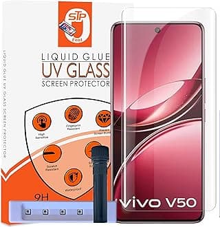 HD+ UV Tempered Glass Screen Protector Guard Compatible For Vivo V50 5G / V50e 5G (6.77 Inch, Pack of 1) Full Adhesive UV Curved Case Friendly HD Clarity with easy installation kit