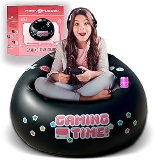 Inflatable Gaming Chair for Kids & Teens with Cup Holders and Side Pocket - This Air Gaming Bean Bag Chairs for kids is The Perfect Furniture for Gamer Room Decor - Perfect Gaming Stuff for boys 4-12